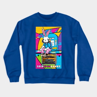 SpinSpinBunny Animated Bunny with Headphones Crewneck Sweatshirt